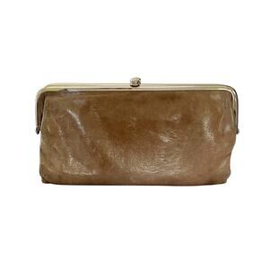 HOBO Lauren Light Brown Leather Double-Frame Wallet Clutch Purse